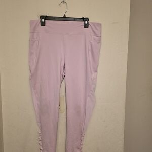 Tek Gear  Light Purple Ankle Leggings Lace Up Accents Pockets Women's Size